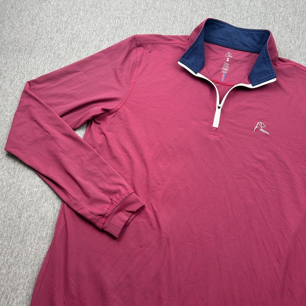 Rhoback Long Sleeve Performance 1/4 Zip Pullover Mens Small Red Blue Stripe Golf